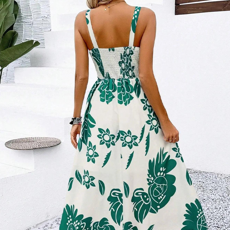 📢📢48% OFF !! ⏰Women's Floral Print Spaghetti Strap Dress🌿👗