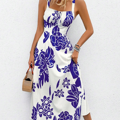 📢📢48% OFF !! ⏰Women's Floral Print Spaghetti Strap Dress🌿👗