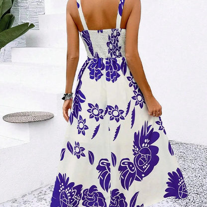 📢📢48% OFF !! ⏰Women's Floral Print Spaghetti Strap Dress🌿👗