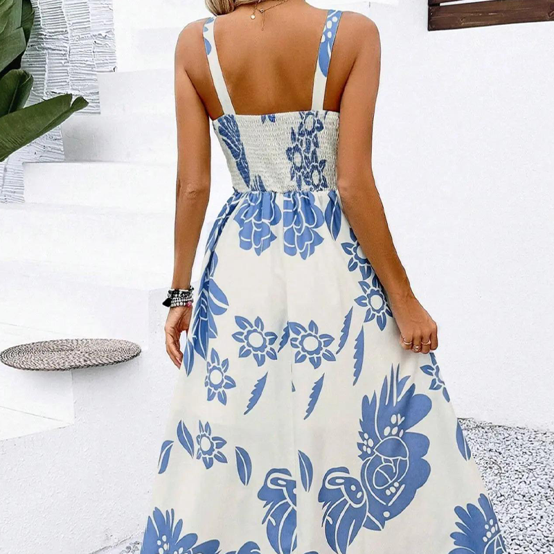 📢📢48% OFF !! ⏰Women's Floral Print Spaghetti Strap Dress🌿👗