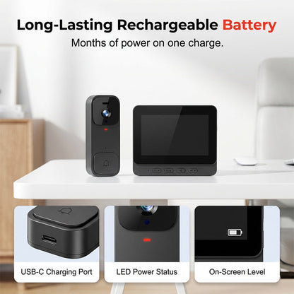 ⏳Time-Limited Special⏰Smart Video Doorbell with 4.3" Display – Two-Way Audio, Night Vision, Wide Angle 🏠