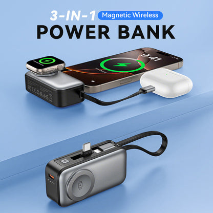 🔋 50% OFF NOW! 📱 3-in-1 Magnetic Power Bank – Wireless Charging, Built-in Cables & Compact Design ✈️