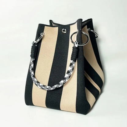 👜 LIMITED-TIME 50% OFF! ✨ Striped Knit Bucket Bag – Handwoven, Rope Handle, Spacious ✨
