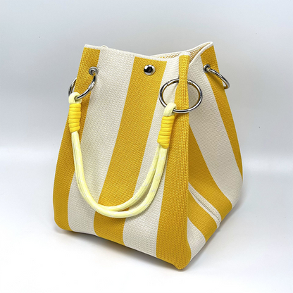 👜 LIMITED-TIME 50% OFF! ✨ Striped Knit Bucket Bag – Handwoven, Rope Handle, Spacious ✨
