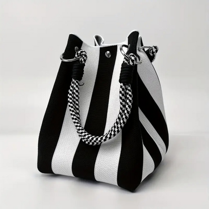 👜 LIMITED-TIME 50% OFF! ✨ Striped Knit Bucket Bag – Handwoven, Rope Handle, Spacious ✨