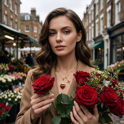 📢📢50% OFF !! ⏰Sacred Heart & Rose Cross Pendant Necklace