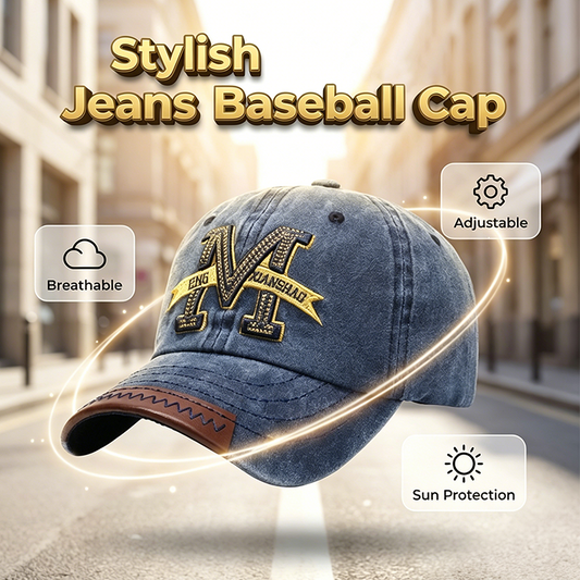 🧢 LIMITED-TIME 50% OFF! ✨ Washed Denim Baseball Cap – Stylish, Embroidered, Adjustable ✨