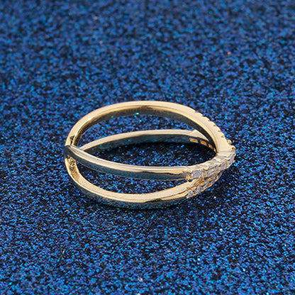 💍 50% OFF NOW!✨ Adjustable Double Layer Criss-Cross Ring – Mixed-Cut Stones & Gold Tone – Elegant Stacked Look Jewelry 🥂