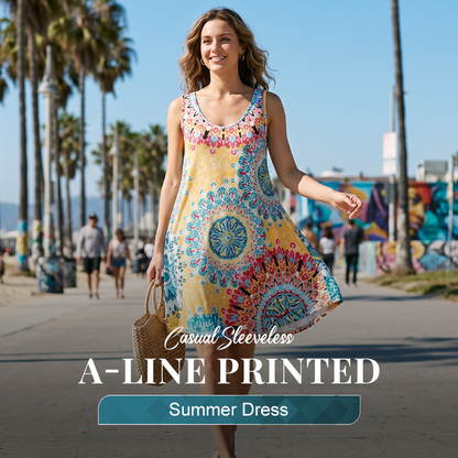 👗 LIMITED-TIME 50% OFF! ✨ Casual Sleeveless A-Line Summer Dress – Printed, Flowy, Lightweight ☀️
