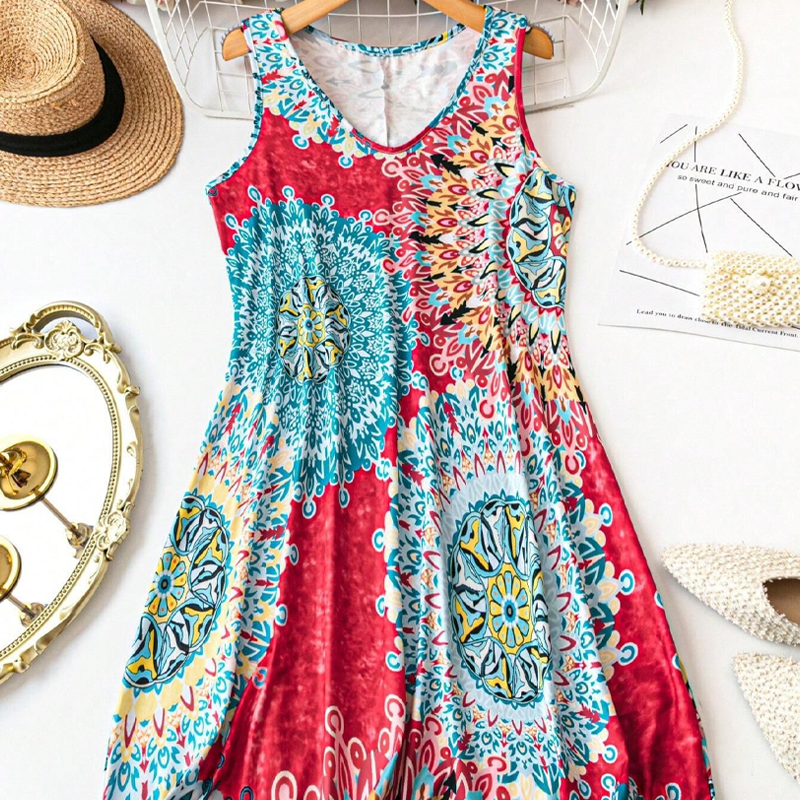 👗 LIMITED-TIME 50% OFF! ✨ Casual Sleeveless A-Line Summer Dress – Printed, Flowy, Lightweight ☀️