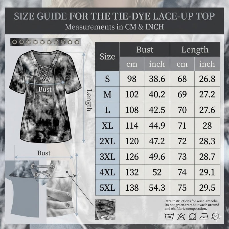 👕 LIMITED-TIME 50% OFF! ✨ Women's Tie-Dye T-Shirt – Lace-Up V-Neck, 4 Colors, S-5XL 🍀