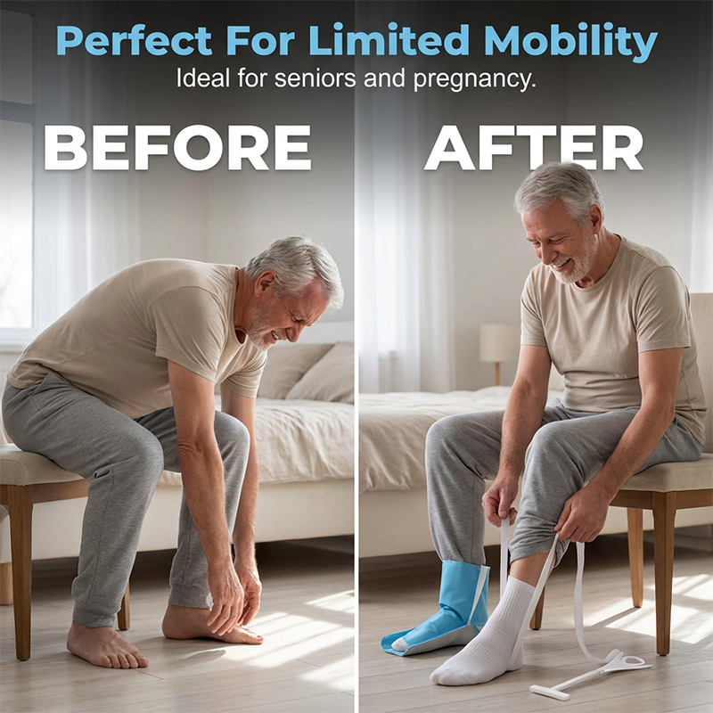🔥While Supplies Last 40% OFF!🎉 No-Bend Easy-On Sock Aid with Pull Straps