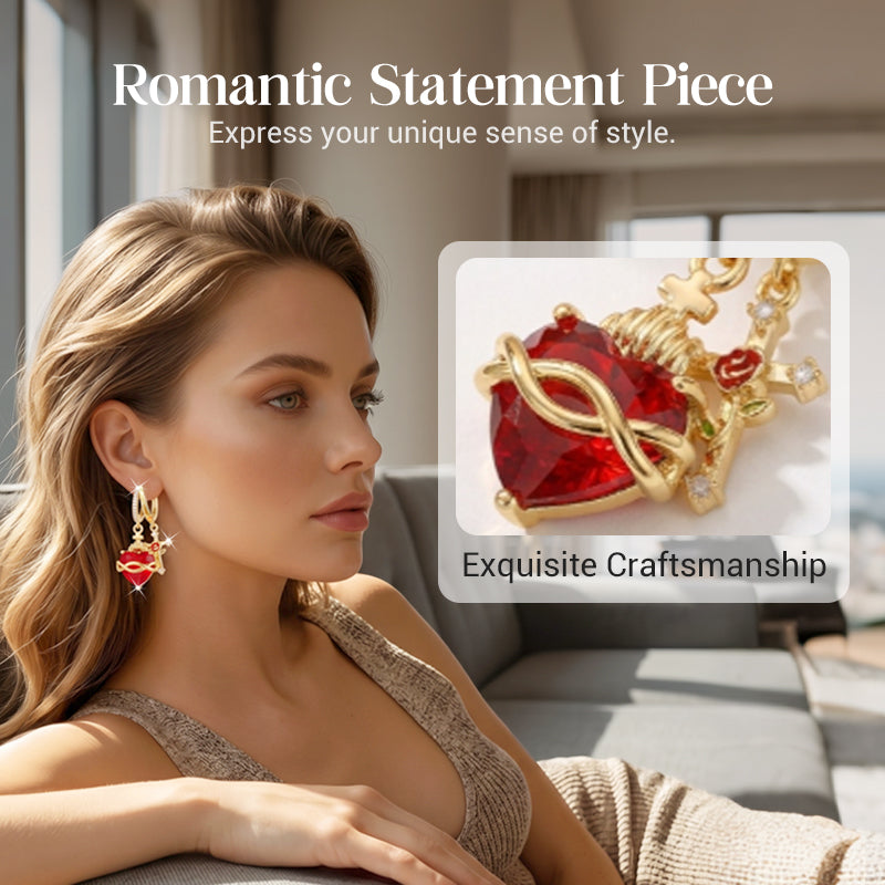 💍 LIMITED-TIME 50% OFF! ✨ Red Heart & Cross Earrings – Vintage-Inspired, Dainty, Symbolic ✝️