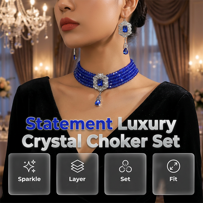 📢📢48% OFF !! ⏰Luxury Crystal Choker & Earring Set