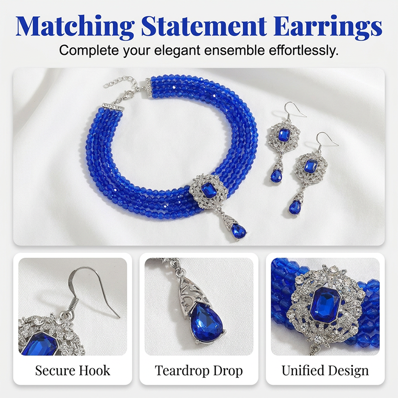 📢📢48% OFF !! ⏰Luxury Crystal Choker & Earring Set
