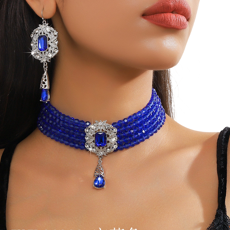 📢📢48% OFF !! ⏰Luxury Crystal Choker & Earring Set