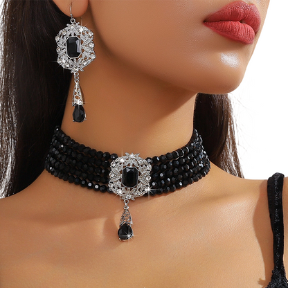 📢📢48% OFF !! ⏰Luxury Crystal Choker & Earring Set