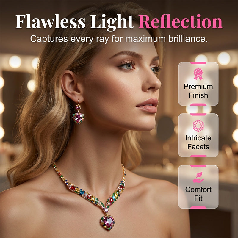 💎 LIMITED-TIME 50% OFF! ✨ Sparkling Heart Jewelry Set – Necklace & Earrings, Elegant, Lightweight 💖