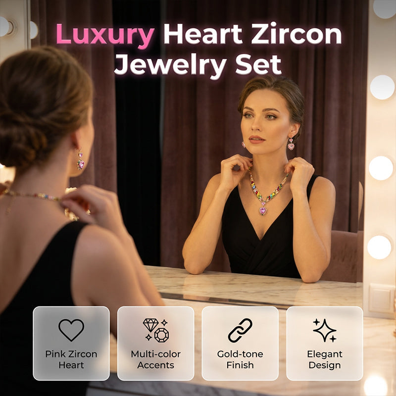 💎 LIMITED-TIME 50% OFF! ✨ Sparkling Heart Jewelry Set – Necklace & Earrings, Elegant, Lightweight 💖