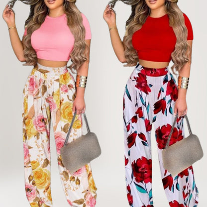 👕 LIMITED-TIME 50% OFF! ✨ Women's Two-Piece Set – Fitted T-Shirt, Loose Pants, Casual 🌸