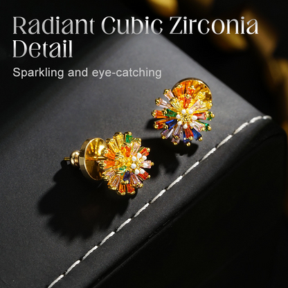 ✨ LIMITED-TIME 50% OFF! ✨ Colorful Firework Stud Earrings – Cubic Zirconia, 18K Plated, Festive 🎆