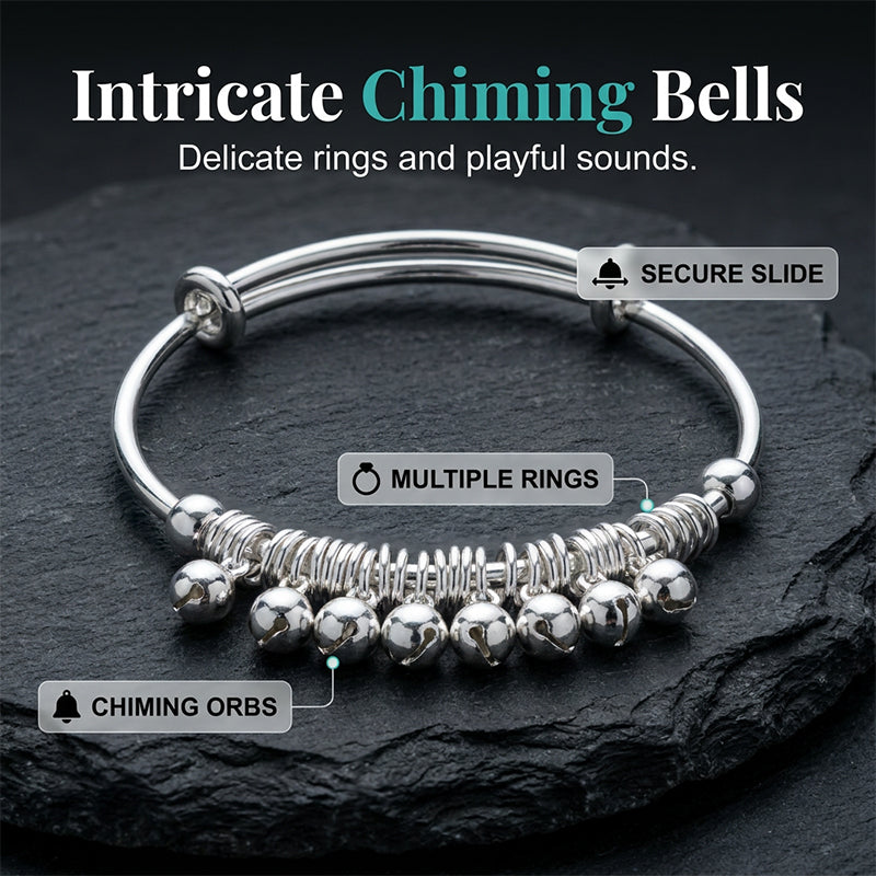 🏆LAST DAY SALE 50% OFF🔥Adjustable Silver Bell Charm Bangle Bracelet