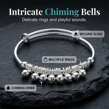 🏆LAST DAY SALE 50% OFF🔥Adjustable Silver Bell Charm Bangle Bracelet
