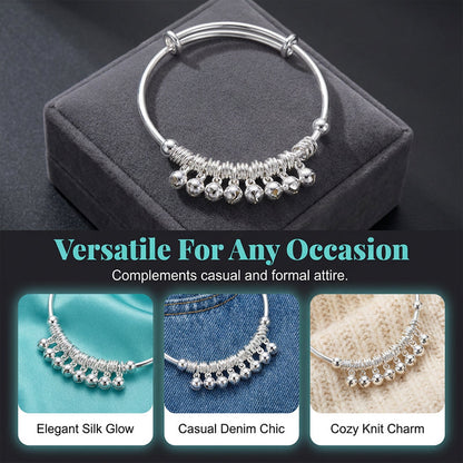🏆LAST DAY SALE 50% OFF🔥Adjustable Silver Bell Charm Bangle Bracelet