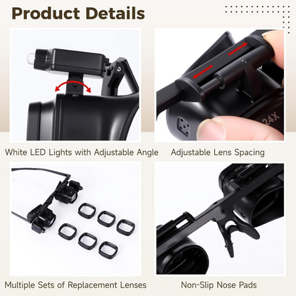 🔬 LIMITED-TIME 50% OFF! ✨ Precision LED Magnifier Glasses – Interchangeable Lenses, Dual LED, Hands-Free 💡