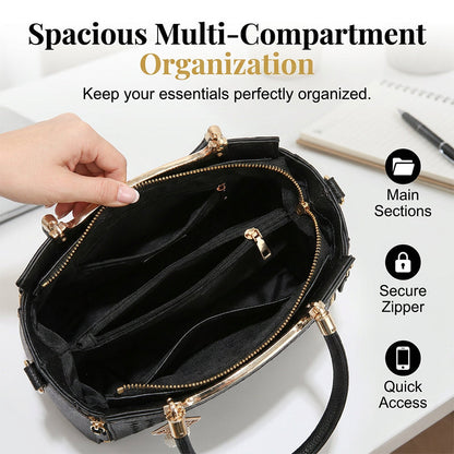 👜 LIMITED-TIME 50% OFF! ✨ Women's Top-Handle Satchel – V-Stitched, Gold Hardware, Multi-Compartment 🌸