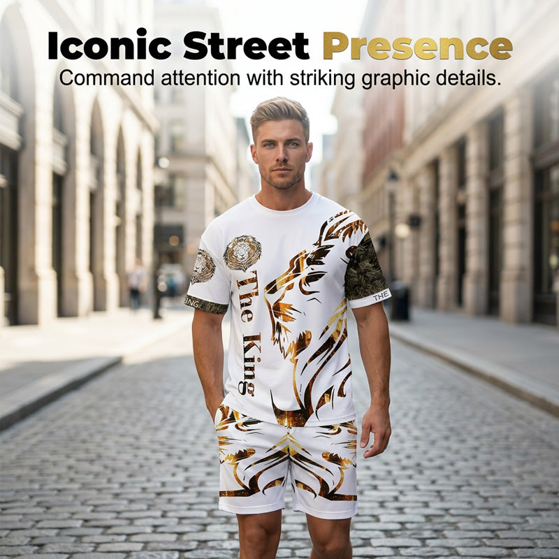🦁 LIMITED-TIME 50% OFF! ✨ Men's Lion Graphic Set – Bold, Breathable, Urban Cool 😎