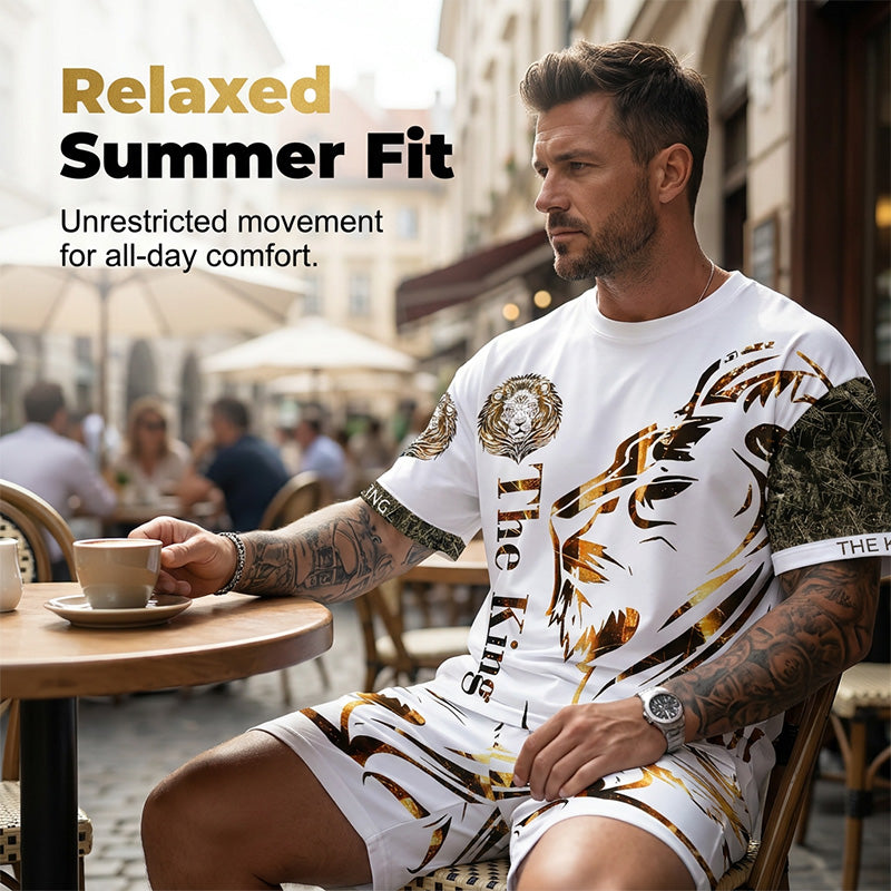 🦁 LIMITED-TIME 50% OFF! ✨ Men's Lion Graphic Set – Bold, Breathable, Urban Cool 😎