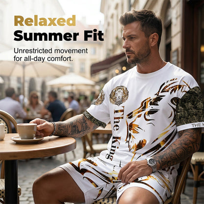 🦁 LIMITED-TIME 50% OFF! ✨ Men's Lion Graphic Set – Bold, Breathable, Urban Cool 😎