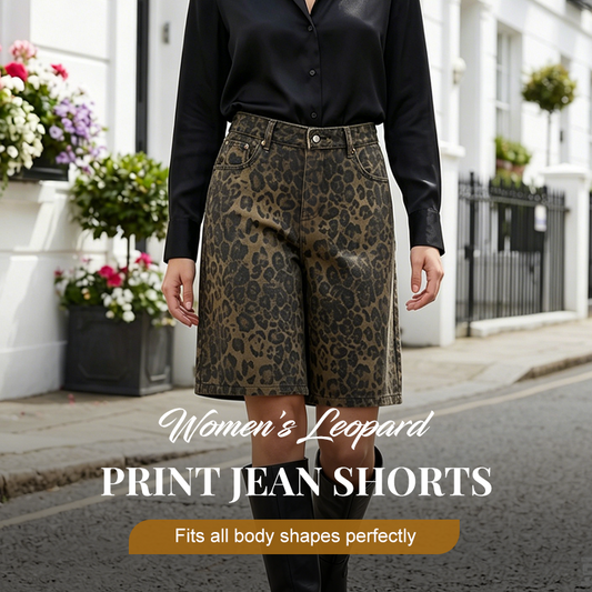 Women's Leopard Print Jean Shorts