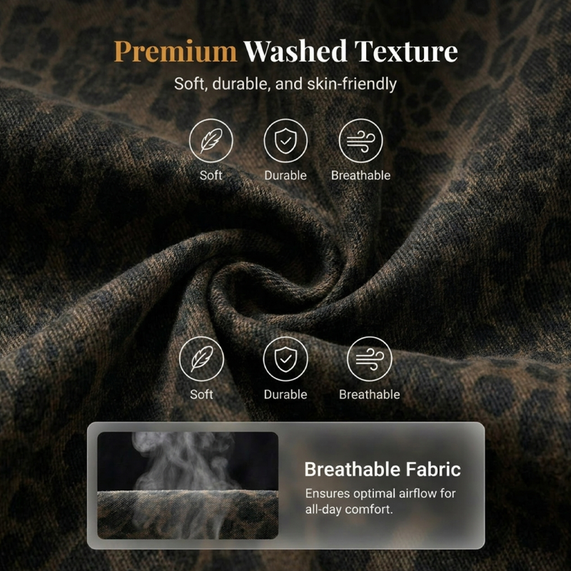 Women's Leopard Print Jean Shorts