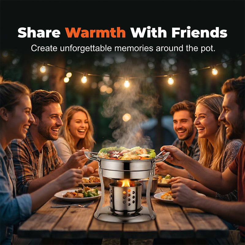 🔥 LIMITED-TIME 50% OFF! ✨ Portable Alcohol Stove Hot Pot – Cordless, Stainless Steel, for Camping 🍲