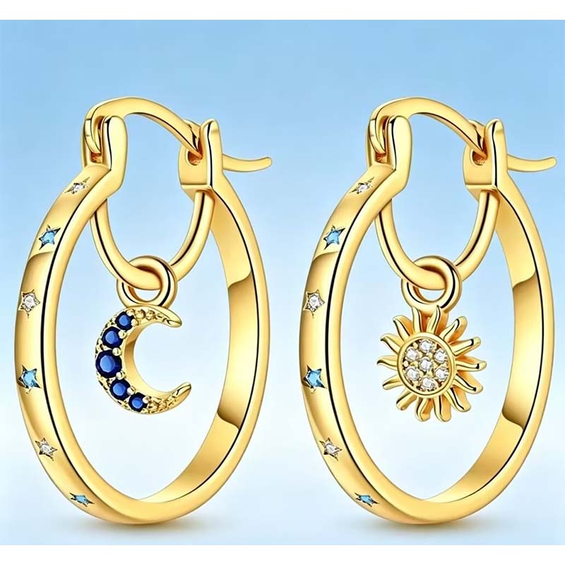 🌙 LIMITED-TIME 50% OFF! ✨ Celestial Sun & Moon Hoops – Layered, Symbolic, Hypoallergenic ✨