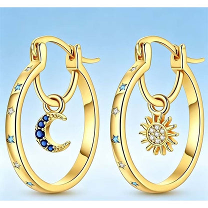 🌙 LIMITED-TIME 50% OFF! ✨ Celestial Sun & Moon Hoops – Layered, Symbolic, Hypoallergenic ✨