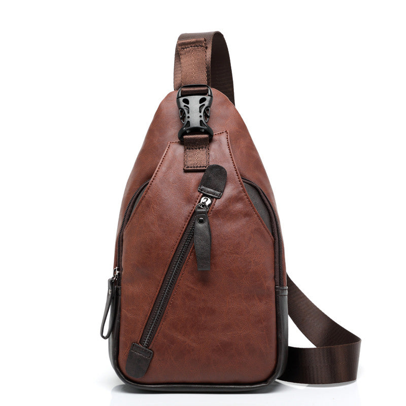 🎒 50% OFF NOW! 🧳 Men's PU Leather Chest Bag – Lightweight, Organized & 3-in-1 Style – Wear as Chest Pack, Shoulder Bag or Handbag 🔥
