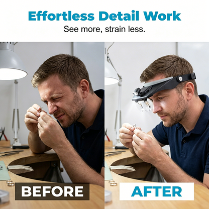 📢📢50% OFF !! ⏰LED Headband Magnifier with 4 Lenses
