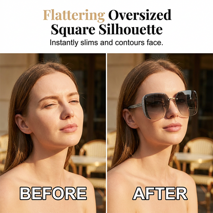 🕶️ LIMITED-TIME 50% OFF! 💥 Rimless Oversized Square Sunglasses – Gradient Lens, Glitter Details, UV Protection ✨