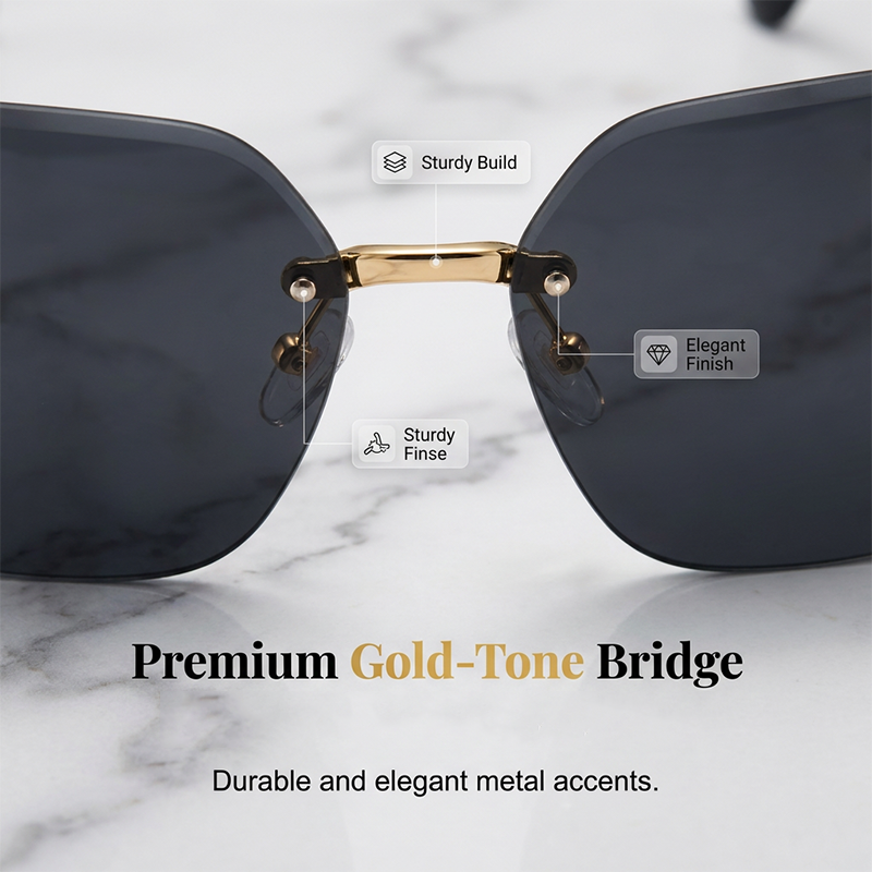 🕶️ LIMITED-TIME 50% OFF! 💥 Rimless Oversized Square Sunglasses – Gradient Lens, Glitter Details, UV Protection ✨