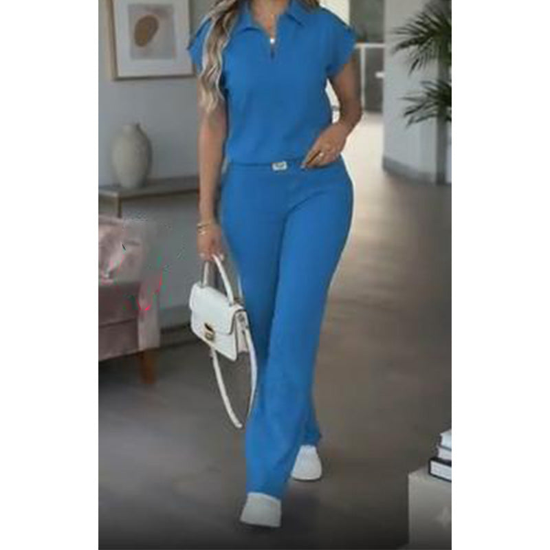 👗 LIMITED-TIME 50% OFF! 💥 Women's Casual Top & Pants 2-Piece Set – Chic, Wide-Leg, Gold Accents ✨