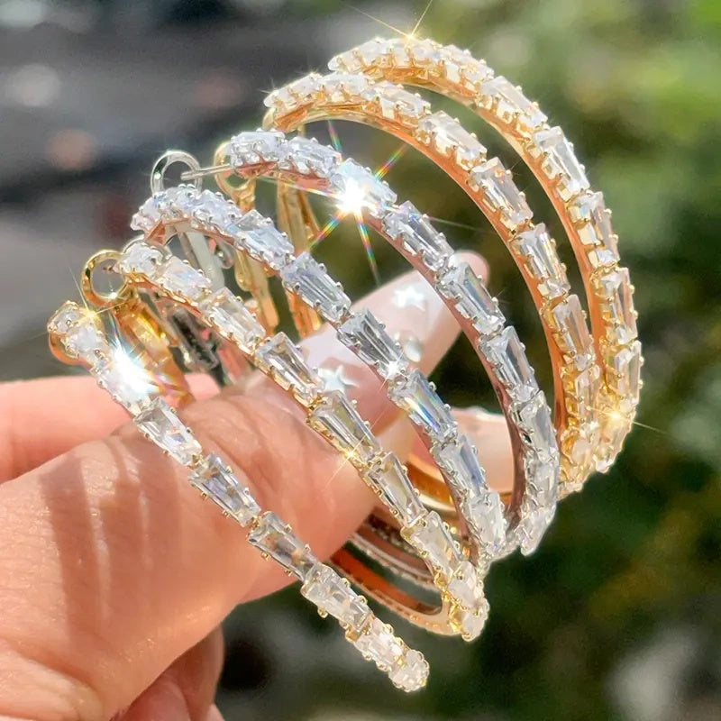 💎 50% OFF NOW! ✨ Women's Sparkling CZ Hoop Earrings – Micro-Paved, Lightweight Copper & Bold Design – Elegant, Versatile & Perfect Gift 💫