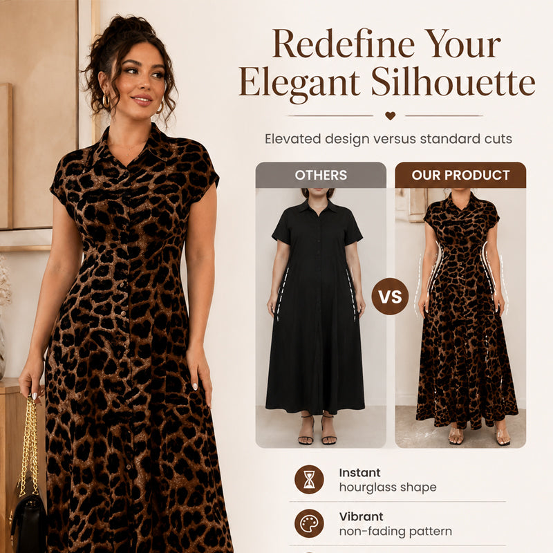 📢📢40% OFF !! ⏰Women's Elegant Leopard Print Lapel Dress✨