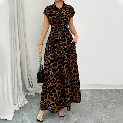 📢📢40% OFF !! ⏰Women's Elegant Leopard Print Lapel Dress✨