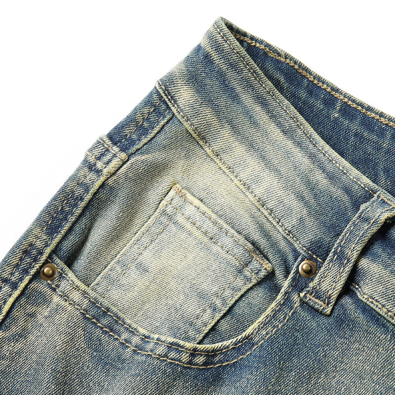 👖 LIMITED-TIME 50% OFF! 💥 Men's Deconstructed Frayed Flare Jeans – Heavy Distressing, Vintage Wash, Patchwork Details ✨