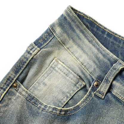 👖 LIMITED-TIME 50% OFF! 💥 Men's Deconstructed Frayed Flare Jeans – Heavy Distressing, Vintage Wash, Patchwork Details ✨