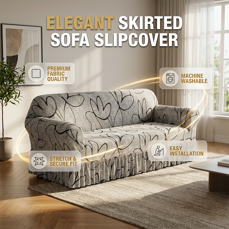 📢📢50% OFF !! ⏰High-Stretch Sofa Slipcover – Ruffled Hem & Full Protection