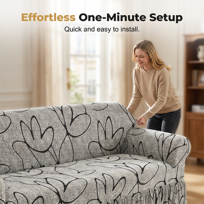 📢📢50% OFF !! ⏰High-Stretch Sofa Slipcover – Ruffled Hem & Full Protection